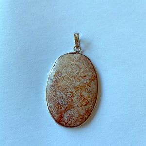 Fossil coral sterling pendant